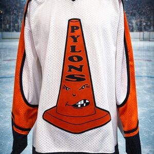 White and Orange Hockey Jersey